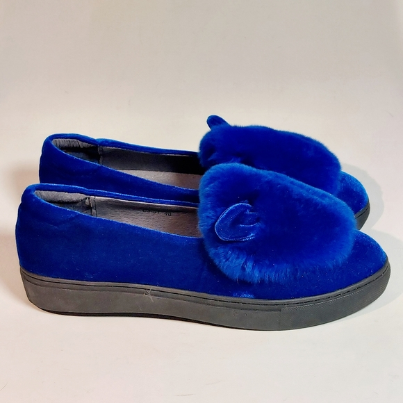 Roberto Della Croce blue velour fur-trimmed bunny-ear sneakers, EU40, NWT - Picture 5 of 12
